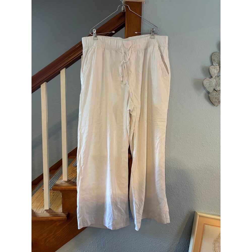 Lane Bryant nwt wide leg linen blend white pants 18 beachy resort modest
